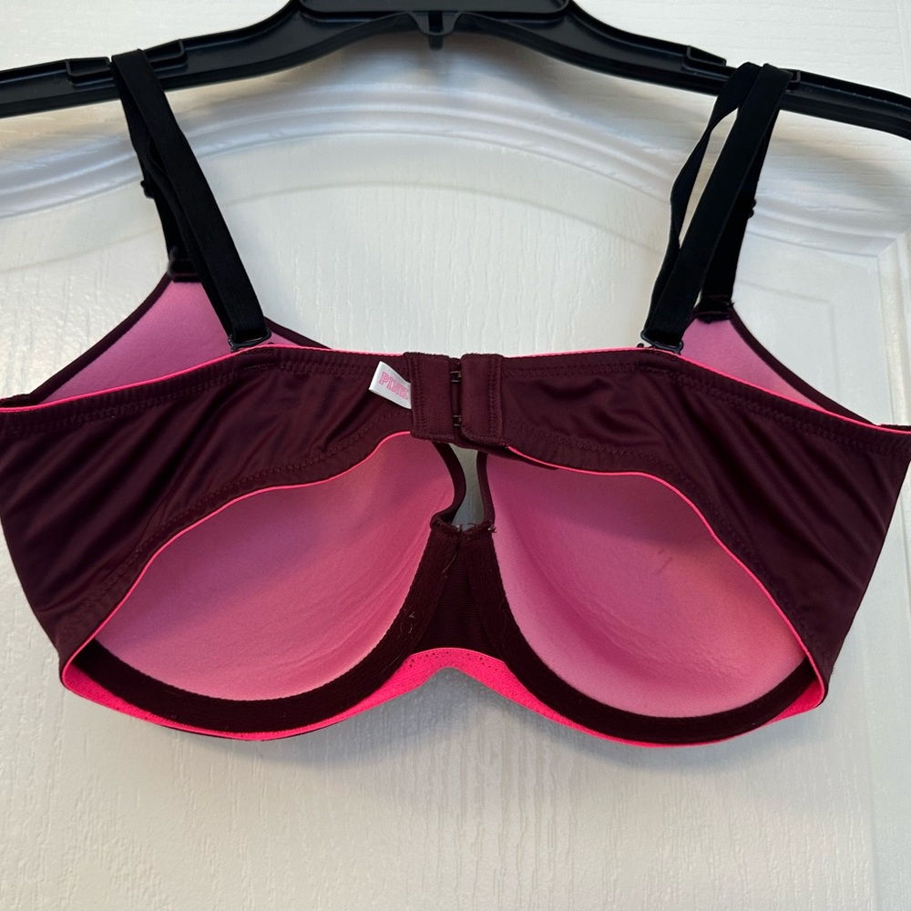 Victoria's Secret Pink  Burgundy/Pink Where Everywhere Push-up Bra. Size 34D